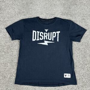 Under Armour Project Rock Shirt Mens Small Black White Disrupt Lightning Bolt